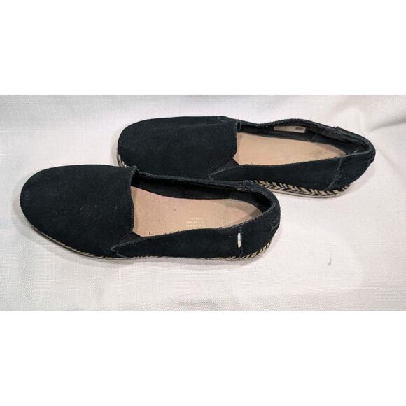 Tom's Women's Palma Espadrille Slip On Suede Flat Platform Shoe Sz US 9 black - Picture 4 of 7